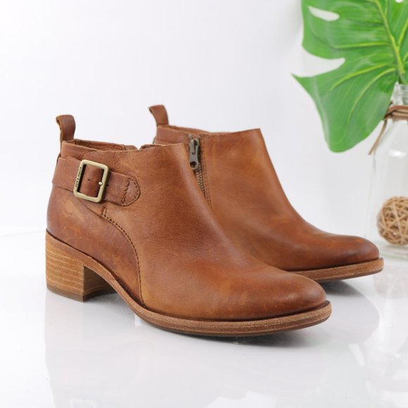 Kork-Ease Shoes - Kork-Ease Mesa Ankle Boot Comfy Cognac Camel Brown Leather Comfy Zip Size 6.5